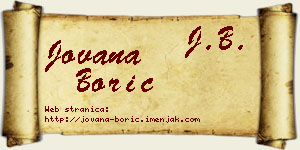 Jovana Borić vizit kartica